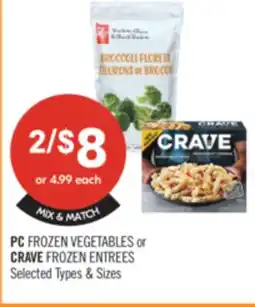 Shoppers Drug Mart PC Frozen Vegetables or Crave Frozen Entrees offer