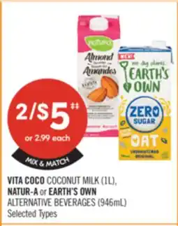 Shoppers Drug Mart VITA COCO COCONUT MILK (1L) or EARTH'S OWN ALTERNATIVE BEVERAGES (946mL) offer