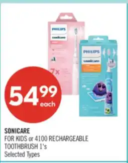Shoppers Drug Mart SONICARE FOR KIDS or 4100 RECHARGEABLE TOOTHBRUSH offer