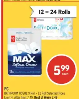 Shoppers Drug Mart PC BATHROOM TISSUE offer