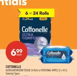 Shoppers Drug Mart COTTONELLE ULTRA BATHROOM TISSUE (6 Roll) or PERSONAL WIPES (2 x 42's) offer