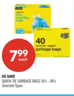 Shoppers Drug Mart NO NAME QUICK-TIE GARBAGE BAGS 30's - 48's offer