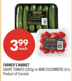 Shoppers Drug Mart FARMER'S MARKET GRAPE TOMATO (283g) or MINI CUCUMBERS (6's) offer