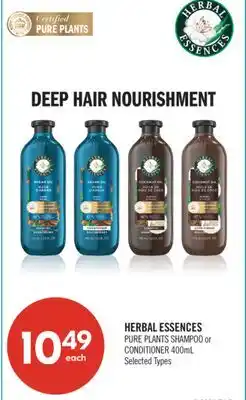 Shoppers Drug Mart HERBAL ESSENCES PURE PLANTS SHAMPOO or CONDITIONER offer
