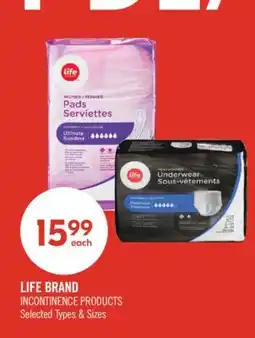 Shoppers Drug Mart LIFE BRAND INCONTINENCE PRODUCTS offer