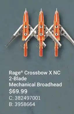 Cabela's Rage Crossbow X NC 2-Blade Mechanical Broadhead offer