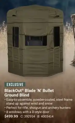 Cabela's BlackOut Blade 'N' Bullet Ground Blind offer