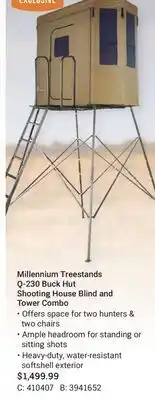 Cabela's Millennium Treestands Q-230 Buck Hut Shooting House Blind and Tower Combo offer