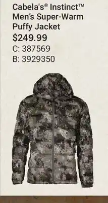 Cabela's Cabela's Instinct Men's Super-Warm Puffy Jacket offer