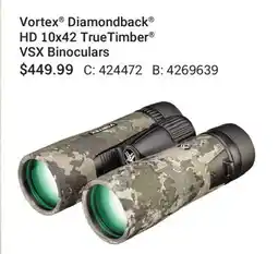 Cabela's Vortex Diamondback HD 10x42 TrueTimber VSX Binoculars offer