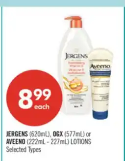 Shoppers Drug Mart JERGENS (620mL), OGX (577mL) or AVEENO (222mL - 227mL) LOTIONS offer