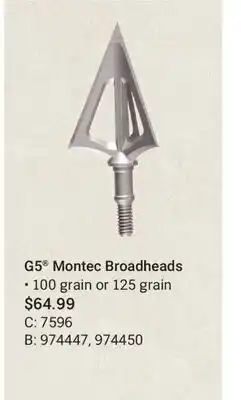 Cabela's G5 Montec Broadheads offer