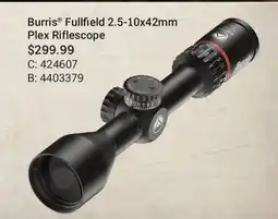 Cabela's Burris Fullfield 2.5-10x42mm Plex Riflescope offer