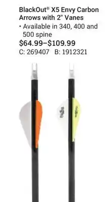 Cabela's BlackOut X5 Envy Carbon Arrows with 2'' Vanes offer