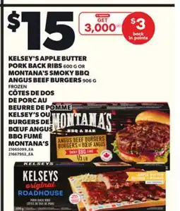 Independent City Market KELSEY'S APPLE BUTTER PORK BACK RIBS, 600 G OR MONTANA'S SMOKY BBQ ANGUS BEEF BURGERS, 906 G offer