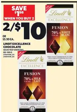 Independent City Market LINDT EXCELLENCE CHOCOLATE, 80-100 G offer