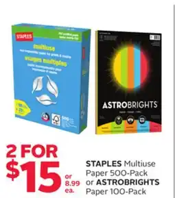 Rexall STAPLES Multiuse Paper 500-Pack or ASTROBRIGHTS Paper 100-Pack offer