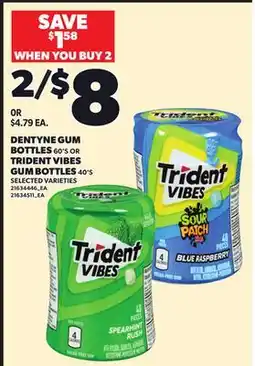 Independent City Market DENTYNE GUM BOTTLES, 60'S OR TRIDENT VIBES GUM BOTTLES, 40'S offer