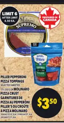 Independent City Market PILLER PEPPERONI PIZZA TOPPINGS SELECTED VARIETIES, 175-250 G OR MOLINARO PIZZA CRUST offer