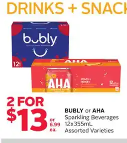 Rexall BUBLY or AHA Sparkling Beverages offer