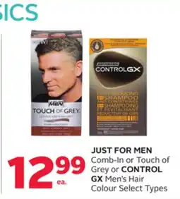 Rexall JUST FOR MEN Comb-In or Touch of Grey or CONTROL GX Men's Hair Colour offer