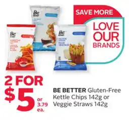 Rexall BE BETTER Gluten-Free Kettle Chips 142g or Veggie Straws 142g offer