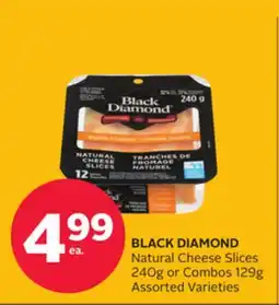 Rexall BLACK DIAMOND Natural Cheese Slices 240g or Combos 129g offer