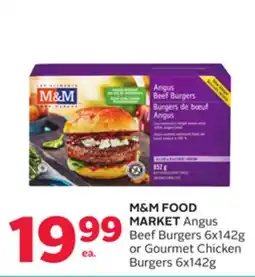 Rexall M&M FOOD MARKET Angus Beef Burgers 6x142g or Gourmet Chicken Burgers 6x142g offer