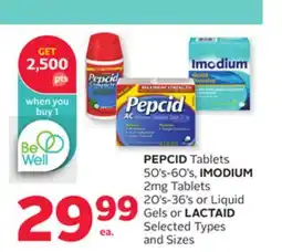 Rexall PEPCID Tablets 50' s-60' s, IMODIUM 2mg Tablets 20' s-36' s or Liquid Gels or LACTAID offer
