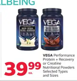 Rexall VEGA Performance Protein + Recovery or Creatine Nutritional Powders offer