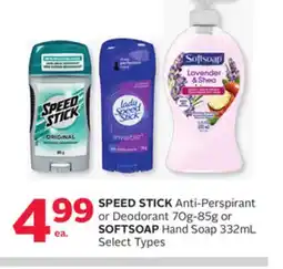 Rexall SPEED STICK Anti-Perspirant or Deodorant 70g-85g or SOFTSOAP Hand Soap 332mL offer