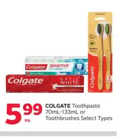 Rexall COLGATE Toothpaste 70mL-133mL or Toothbrushes offer