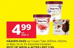 Rexall HÄAGEN-DAZS Ice Cream Tubs 400mL-450mL or Bars 3's or 4's offer