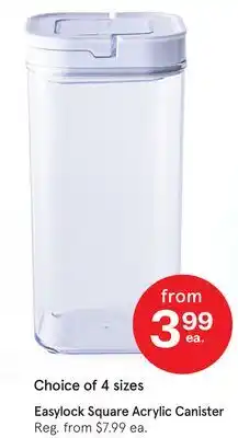Kitchen Stuff Plus Easylock Square Acrylic Canister offer