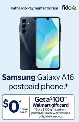 Walmart Samsung Galaxy A16 postpaid phone offer