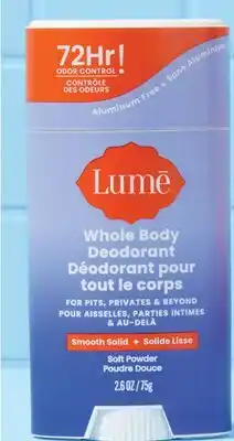 Walmart Lume Whole Body Deodorant stick or cream offer