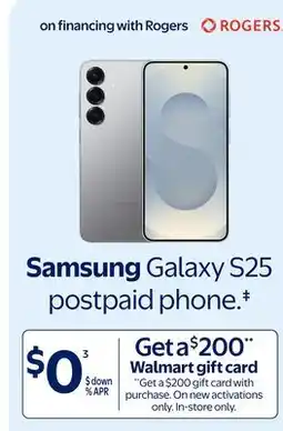 Walmart Samsung Galaxy S25 postpaid phone offer