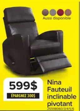 Leon's Nina Fauteuil berçant pivotant inclinable - brun foncé offer