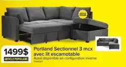 Leon's Portland Sectionnel 3 mcx avec lit escamotable à gauche - gris offer