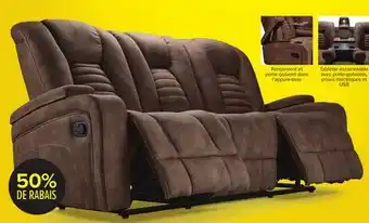 Leon's Dallas Sofa inclinable avec plateau rabattable – moka offer
