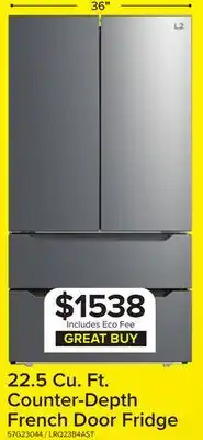Leon's L2 Stainless Steel Counter-Depth French Door Refrigerator (22.48 Cu.Ft.) - LRQ23B4AST offer