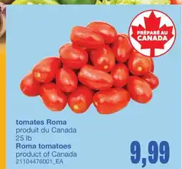 Wholesale Club TOMATES ROMA, 25 lb offer