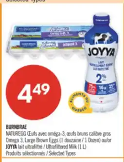 Pharmaprix BURNBRAE NATUREGG Omega 3, Large Brown Eggs 1 Dozen or JOYYA Ultrafiltered Milk (1 L) offer