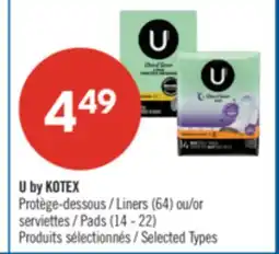 Pharmaprix U by KOTEX Liners (64) or Pads (14 - 22) offer