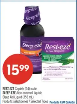 Pharmaprix REST-EZE Caplets (24) or SLEEP-EZE Sleep Aid Liquid (355 mL) offer