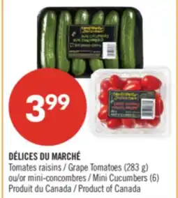 Pharmaprix DÉLICES DU MARCHÉ Grape Tomatoes (283 g) or Mini Cucumbers (6) offer
