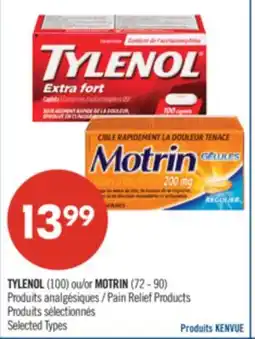 Pharmaprix TYLENOL (100) or MOTRIN (72 — 90) Pain Relief Products offer