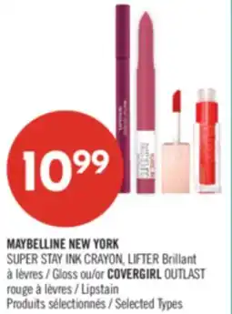 Pharmaprix MAYBELLINE NEW YORK SUPER STAY INK CRAYON, LIFTER Brillant Gloss or COVERGIRL OUTLAST Lipstain offer