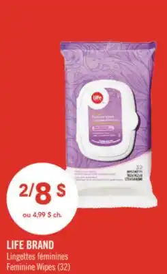 Pharmaprix LIFE BRAND Feminine Wipes offer