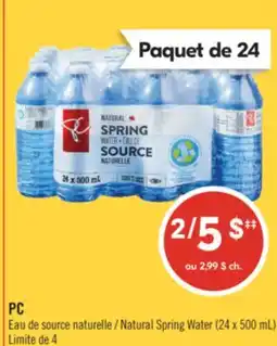Pharmaprix PC Natural Spring Water (24 x 500 mL) offer